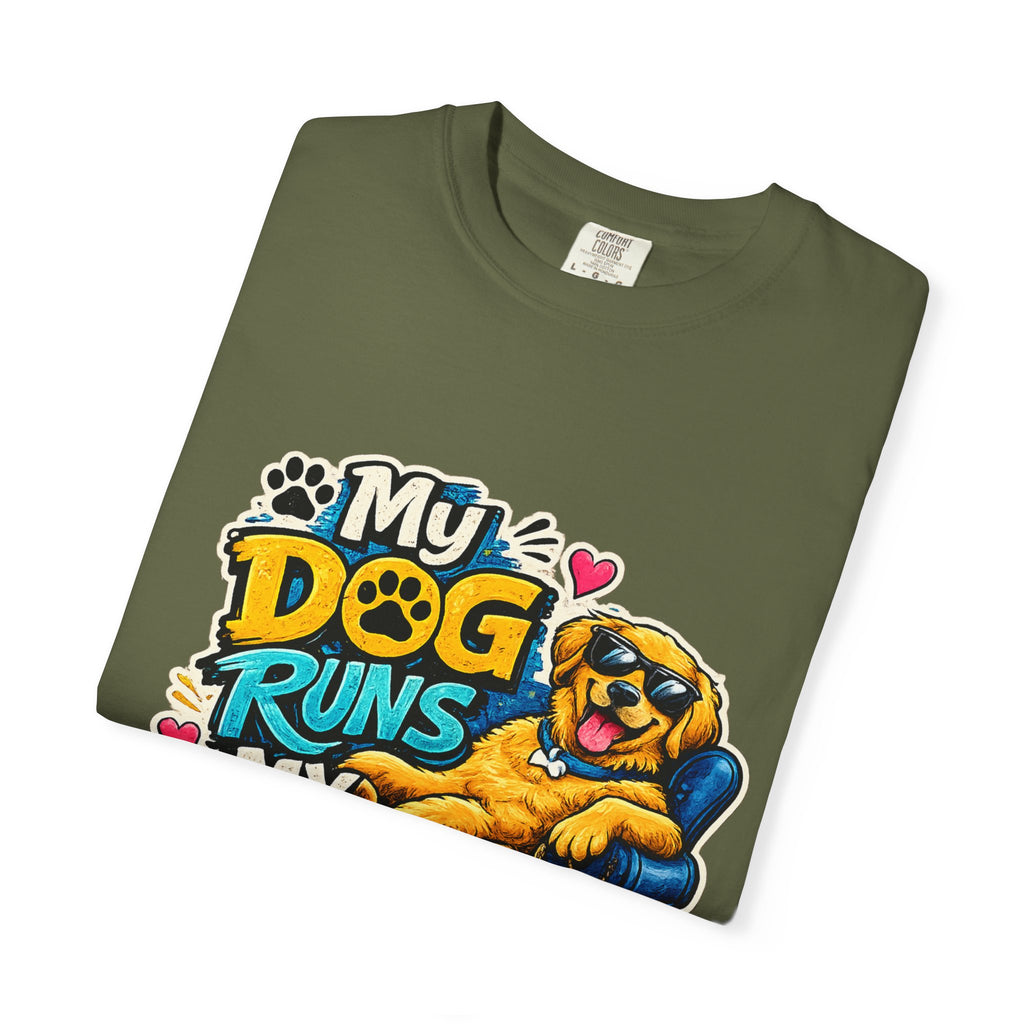 My Dog Runs My Life T-shirt | Funny Dog Lover Tee