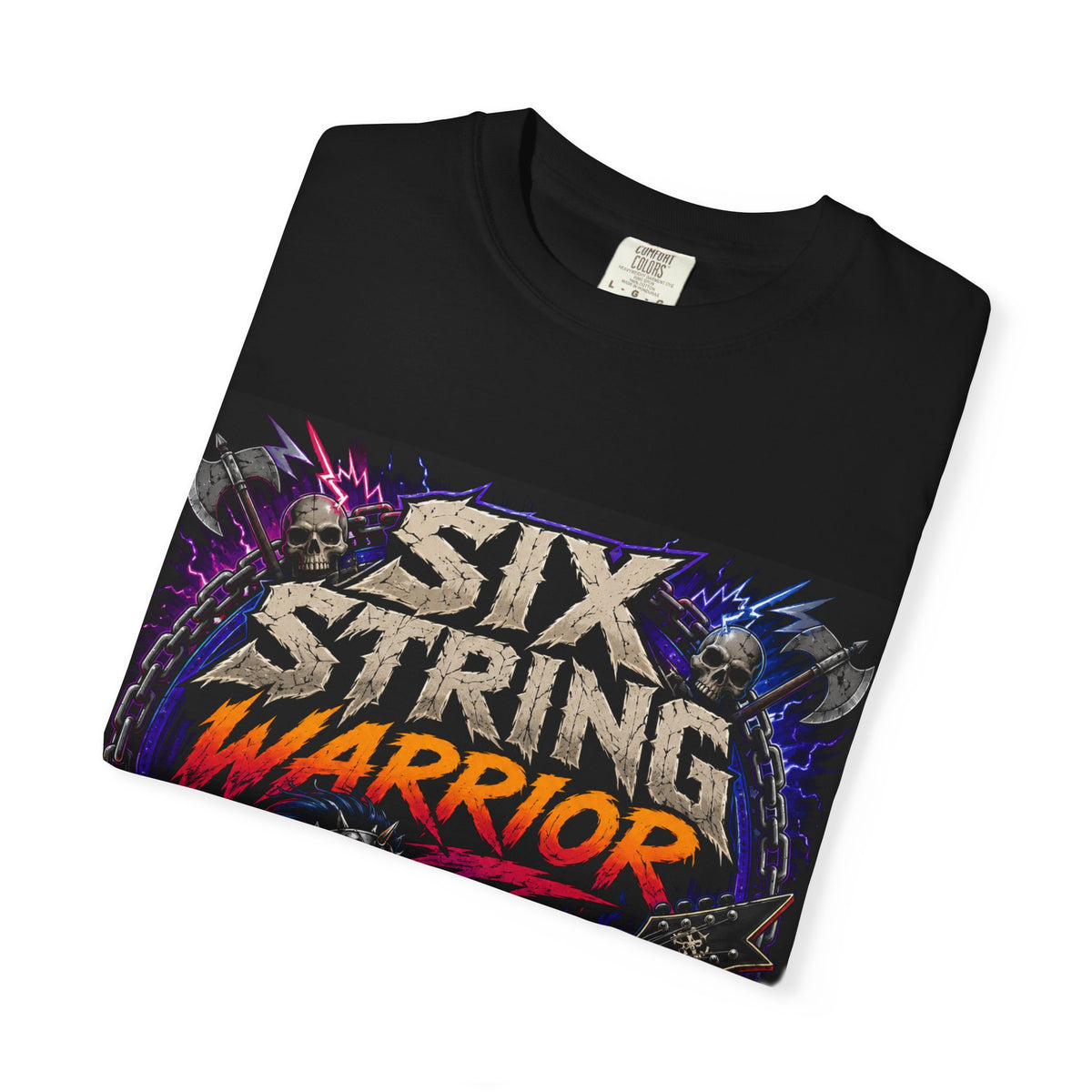 Six String Warrior T-shirt | Skeleton Guitarist Rock Tee
