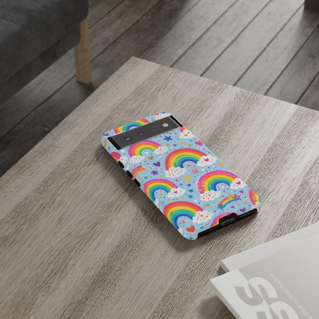 Rainbow Clouds Phone Case — Cute Pastel Rainbow Pattern Tough Case