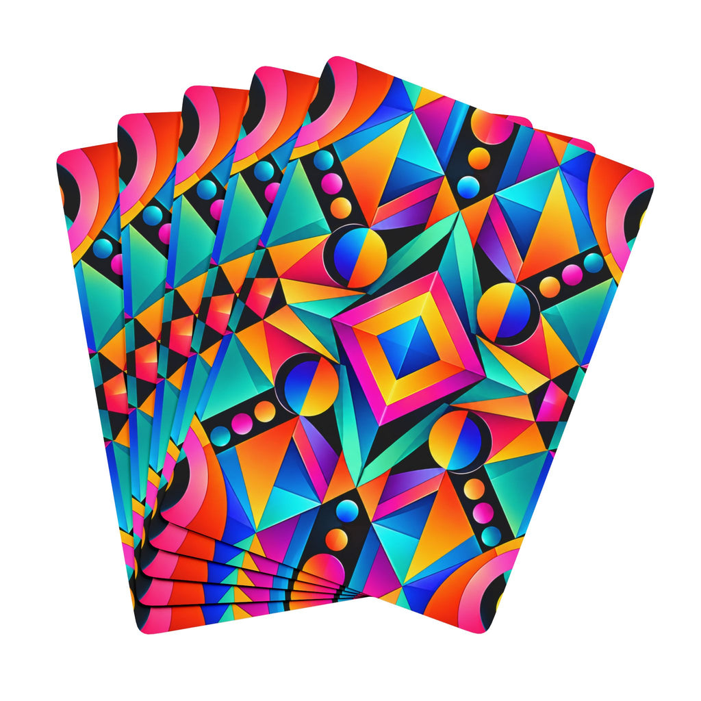 Vibrant Geometric Poker Playing Cards - Psychedelic Back Design