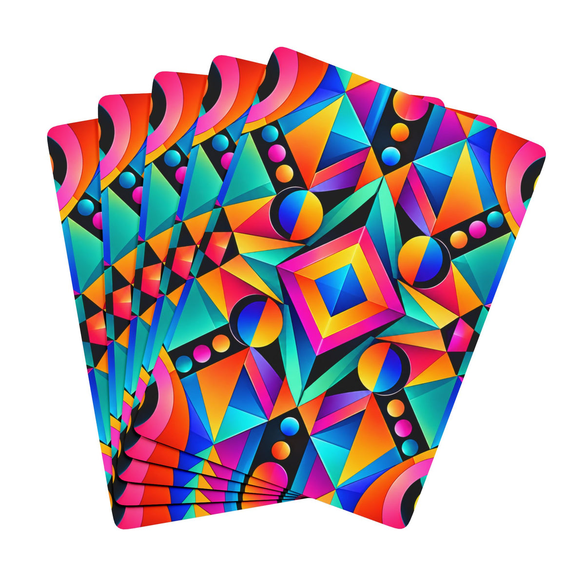 Vibrant Geometric Poker Playing Cards - Psychedelic Back Design