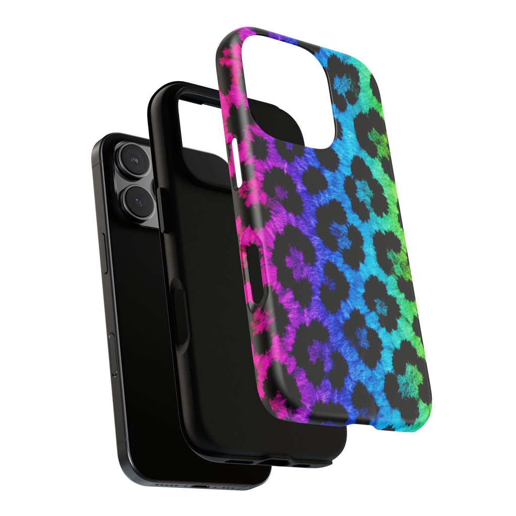 Neon Rainbow Leopard Tough Case – Colorful Animal Print Phone Cover