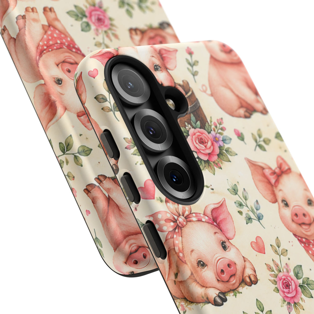 Cute Pink Piglet Phone Case — Vintage Floral Farm Animal iPhone Cover