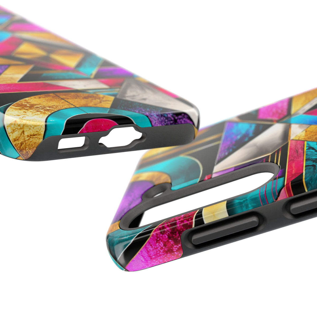 Geometric Art Deco Tough Phone Case — Vibrant Gold, Teal & Magenta Pattern