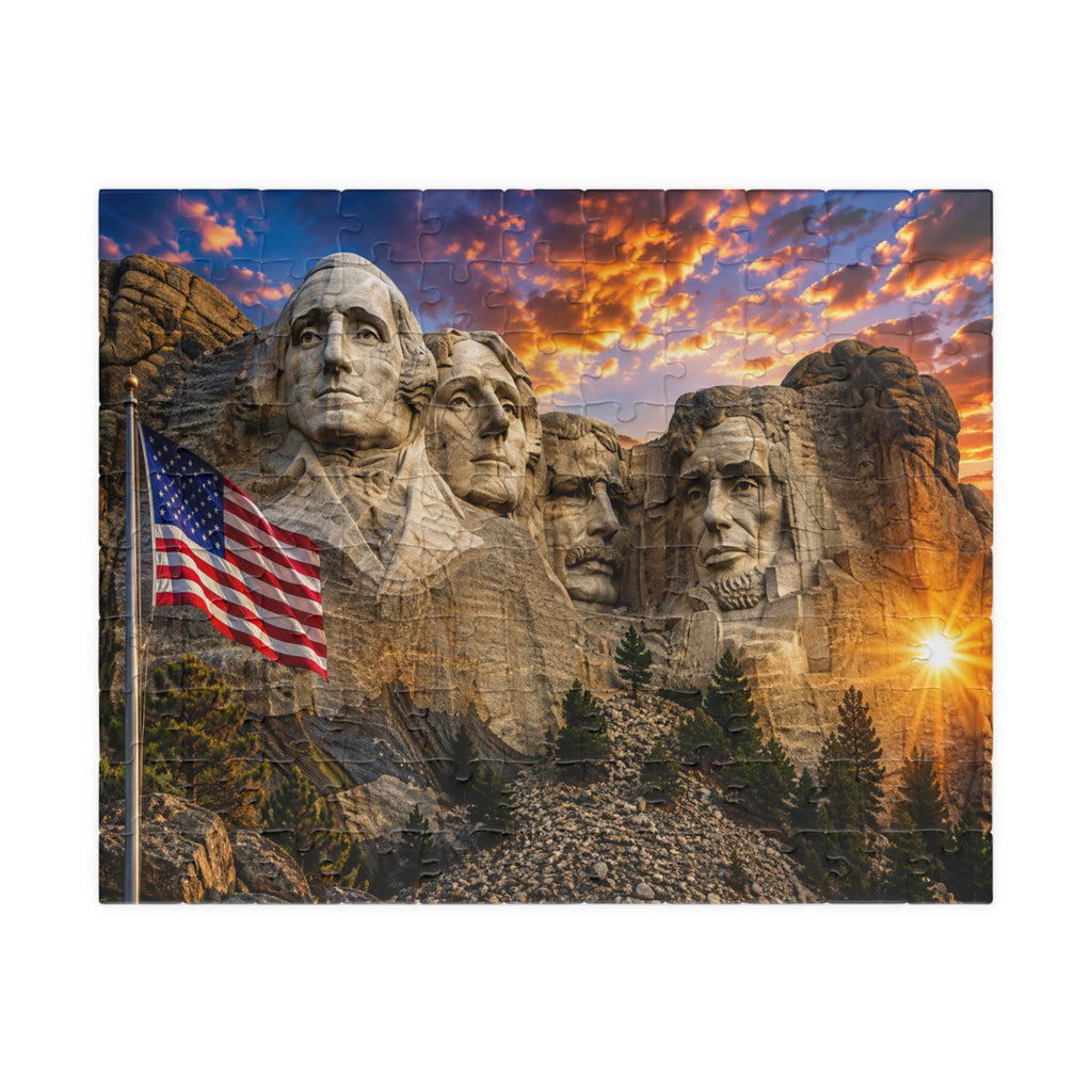 Mount Rushmore Sunset Puzzle — Patriotic American Landmark Jigsaw (110/252/520/1014 pcs)