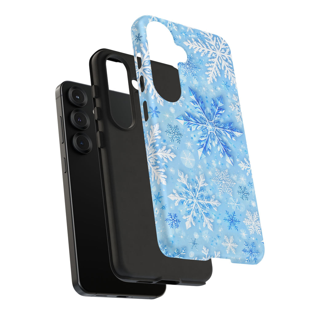Winter Snowflake Tough Phone Case — Blue Holiday Protective Cover