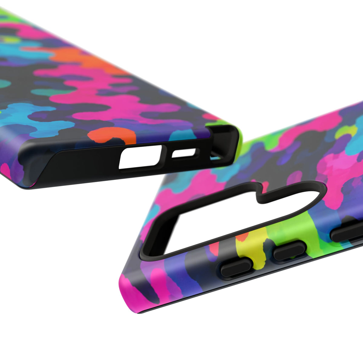 Neon Camo Tough Phone Case — Bright Rainbow Protective iPhone Cover