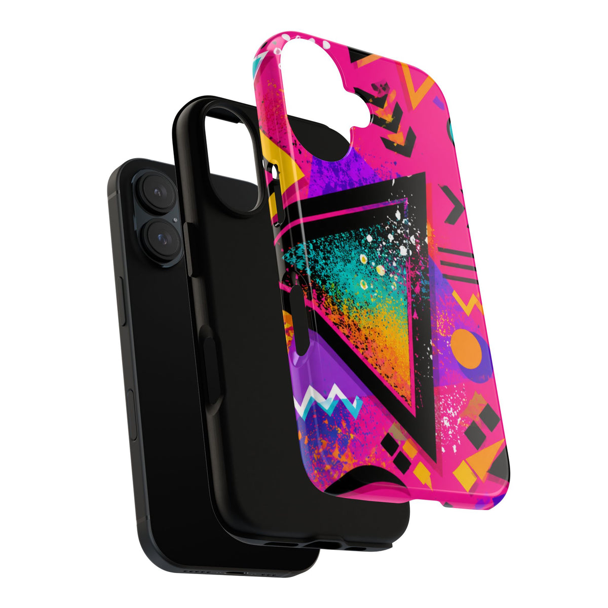 Retro 80s Geometric Phone Case — Neon Triangle Tough Case