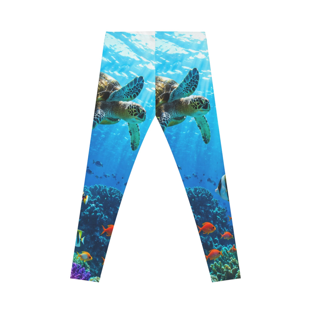 Sea Turtle Ocean Leggings — Women's Underwater Reef Print