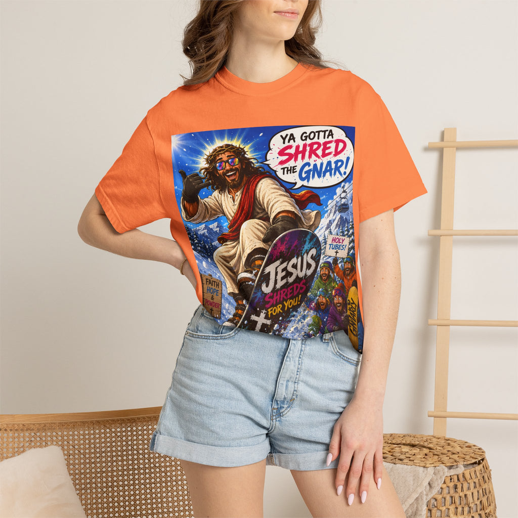 Jesus Skateboarding Shred the Gnar T-shirt | Christian Skateboard Design