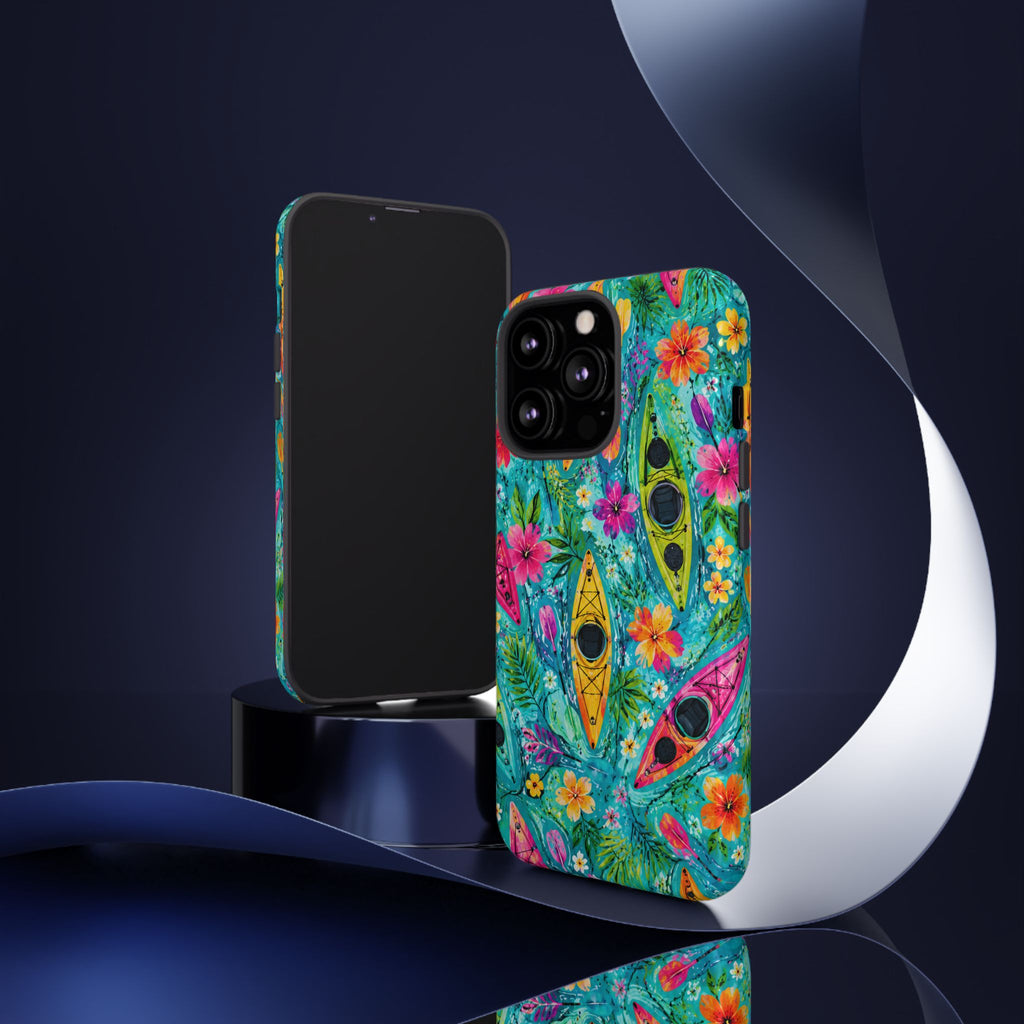 Tropical Kayak Phone Case – Colorful Floral Waterproof Pattern