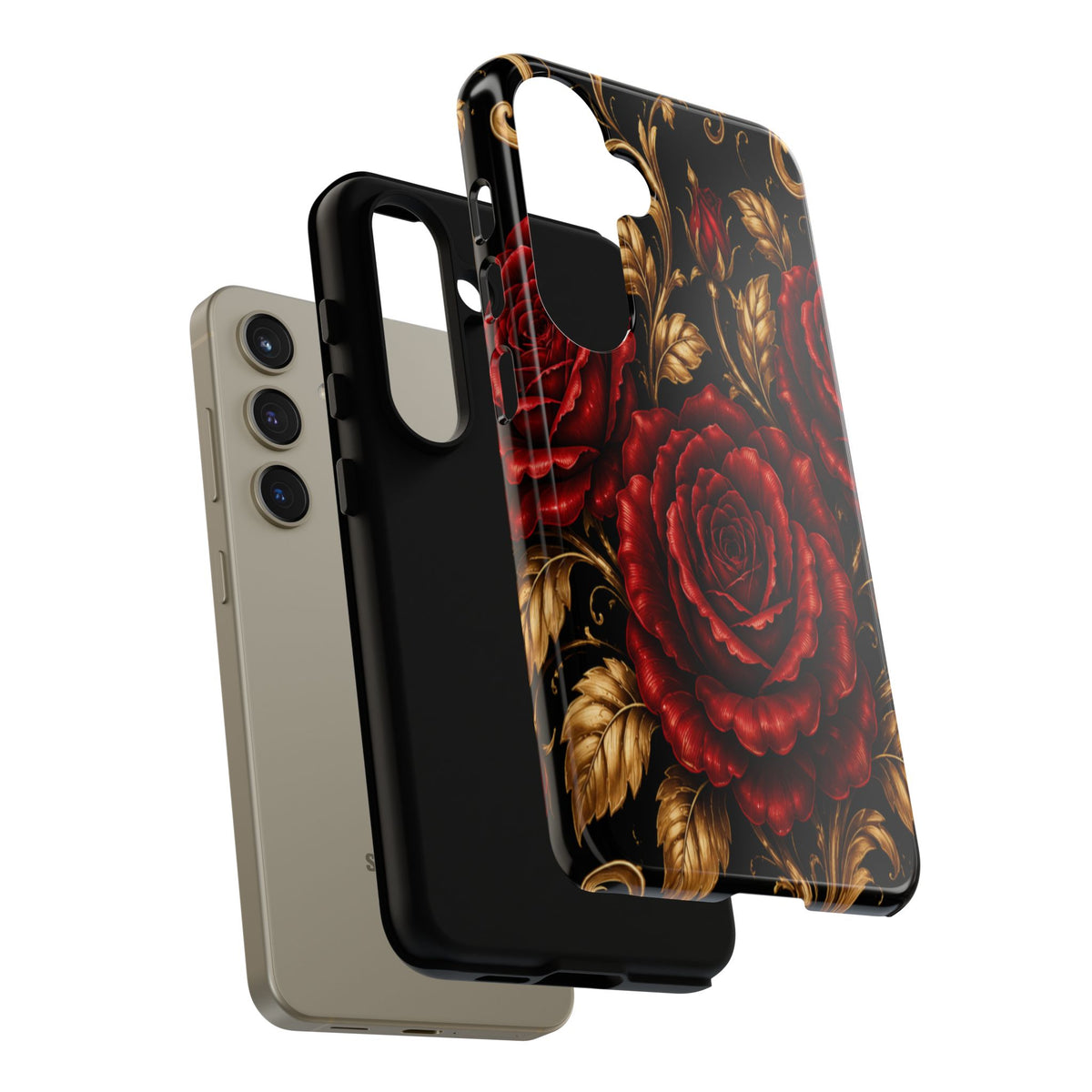 Tough Cases — Vintage Red Rose Floral Phone Case