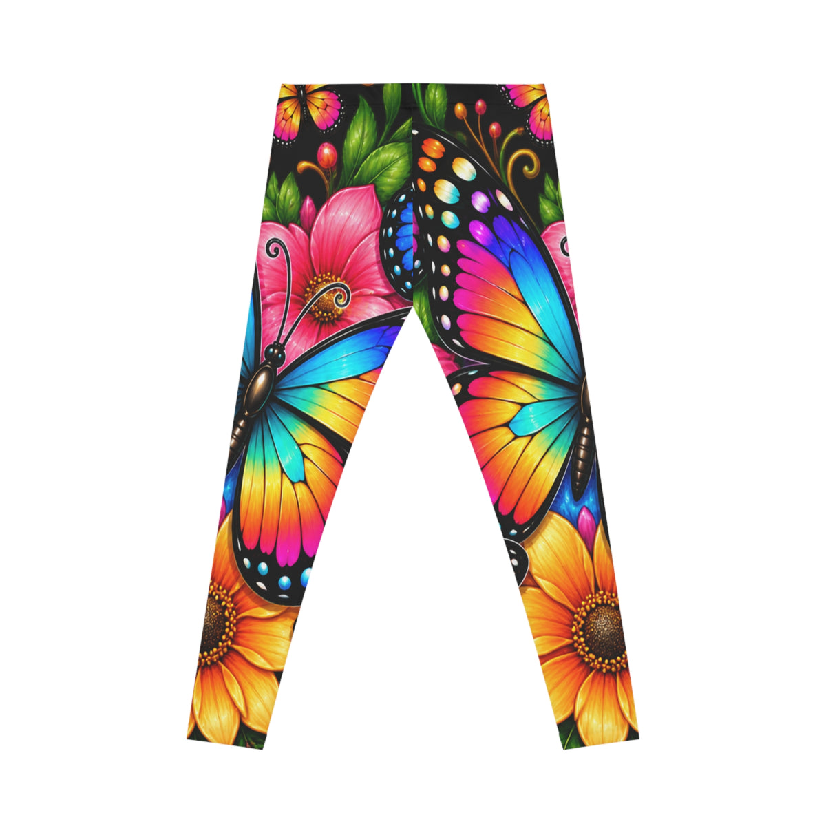 Butterfly Bloom Leggings — Vibrant Floral Rainbow All-Over Print