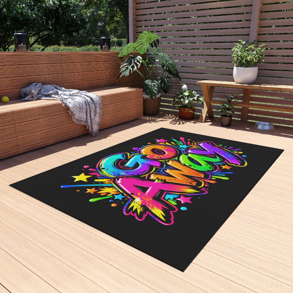 Outdoor Rug — Colorful Graffiti "GO AWAY" Doormat