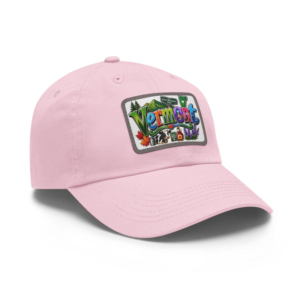 Vermont Patch Dad Hat | Leather Rectangle Patch, State Travel Cap