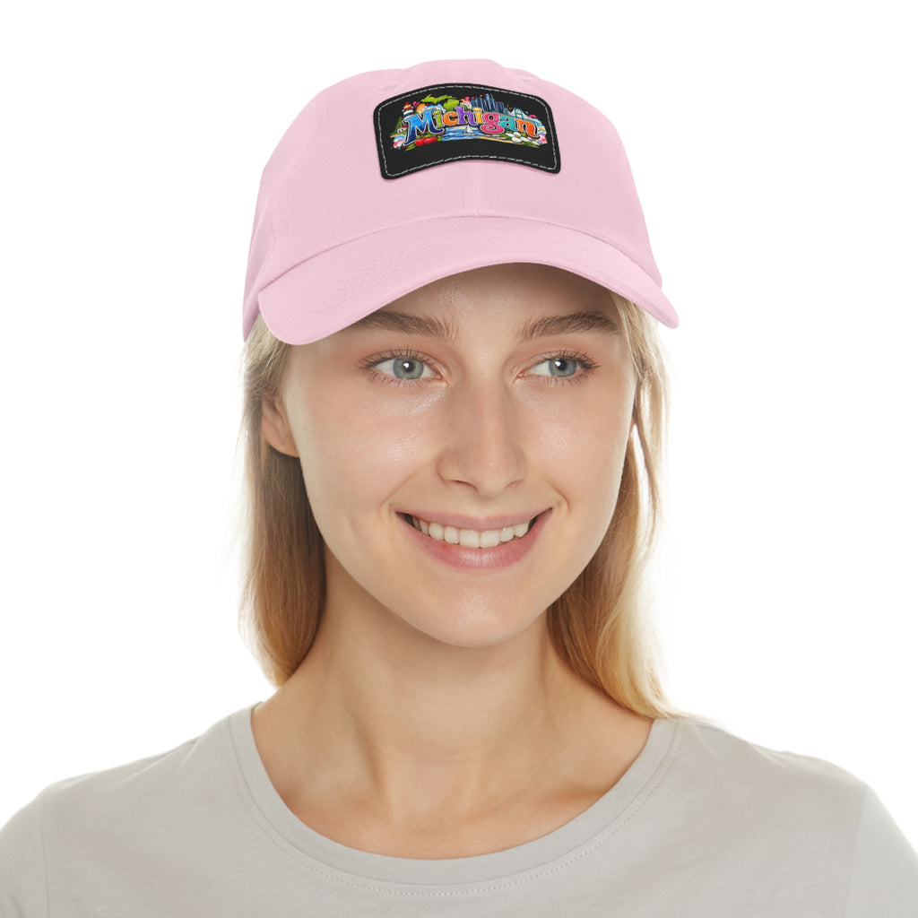 Michigan Patch Dad Hat | Leather Rectangle Patch