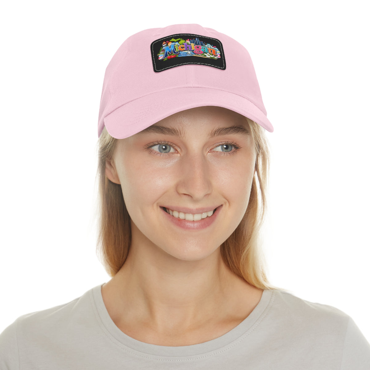 Michigan Patch Dad Hat | Leather Rectangle Patch