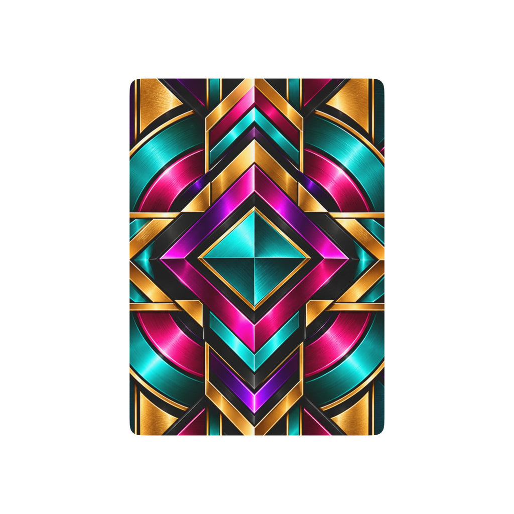 Poker Playing Cards — Geometric Art Deco Deck with Vibrant Teal, Magenta & Gold Back