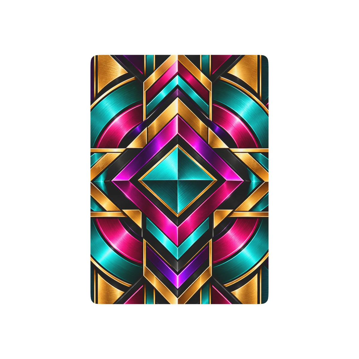 Poker Playing Cards — Geometric Art Deco Deck with Vibrant Teal, Magenta & Gold Back