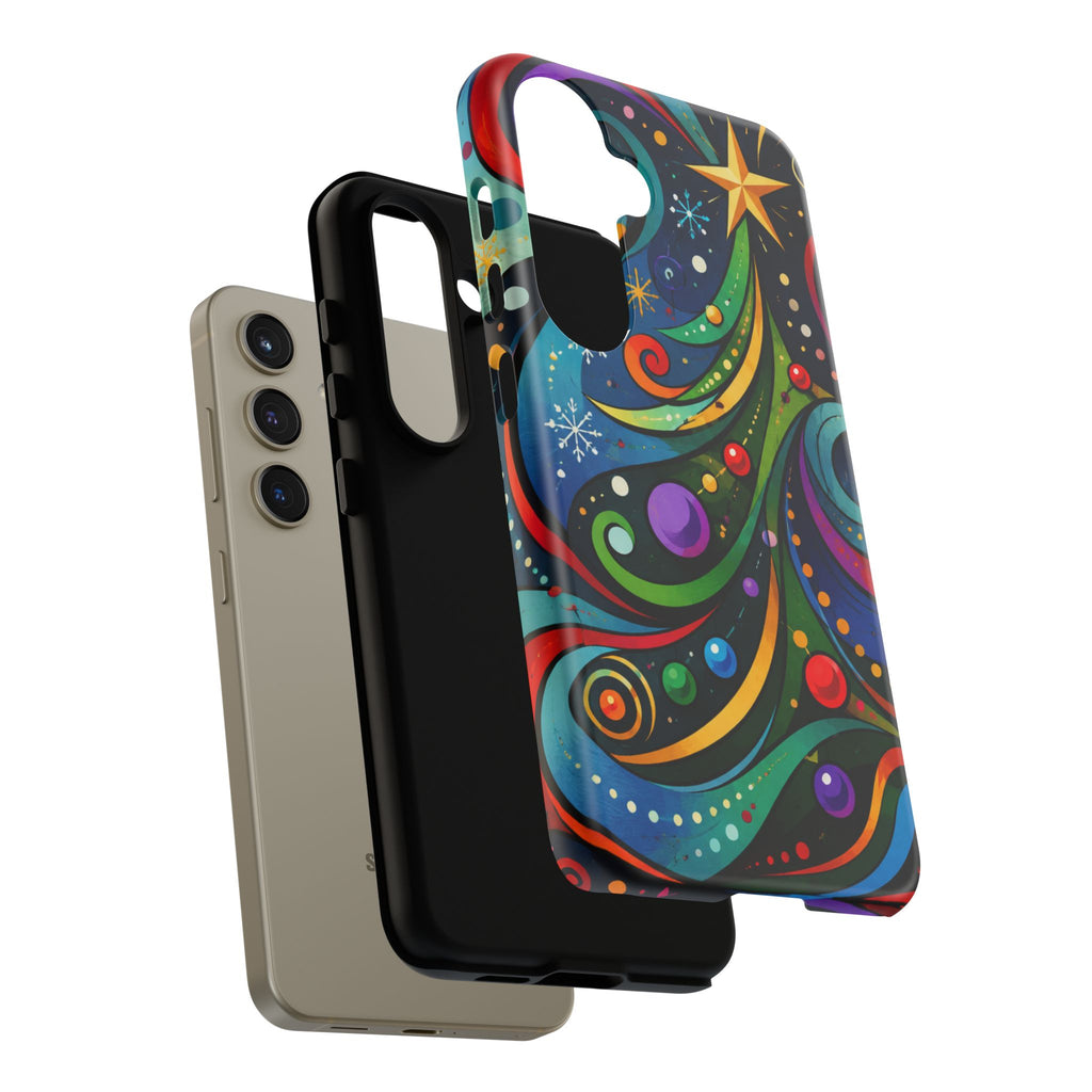 Colorful Swirl Christmas Tree Tough Phone Case