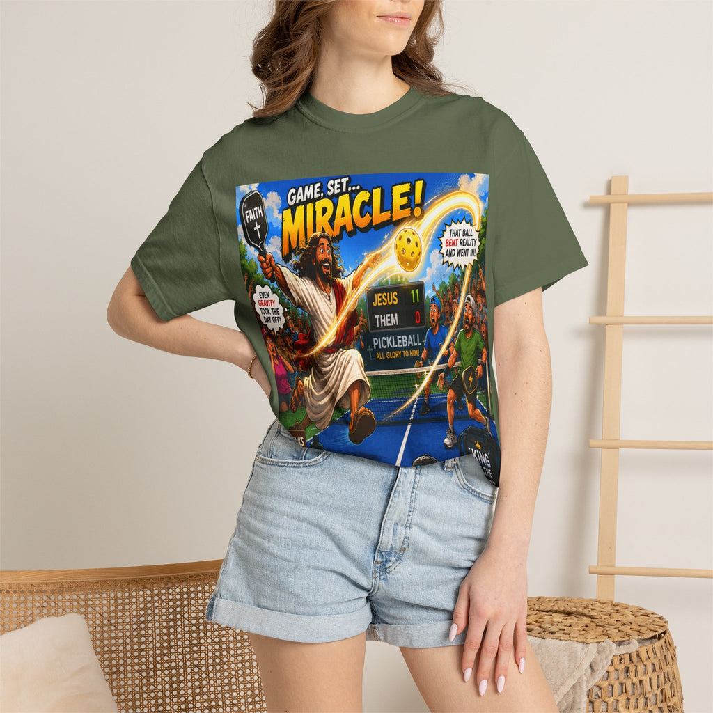 Game, Set, Miracle! Jesus Pickleball Graphic T-Shirt