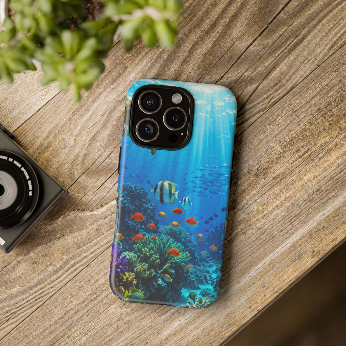 Underwater Ocean Life Tough Phone Case — Coral Reef & Sea Turtle Protective Cover