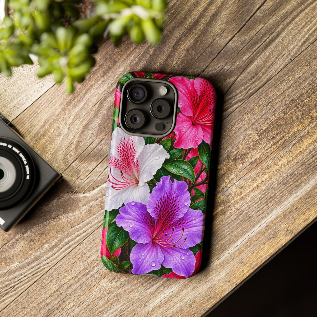 Floral Azalea Phone Case — Vibrant Pink & Purple Blossom Protection