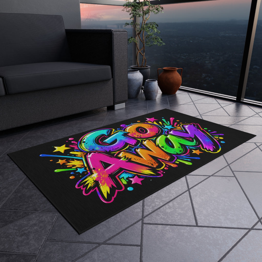 Outdoor Rug — Colorful Graffiti "GO AWAY" Doormat
