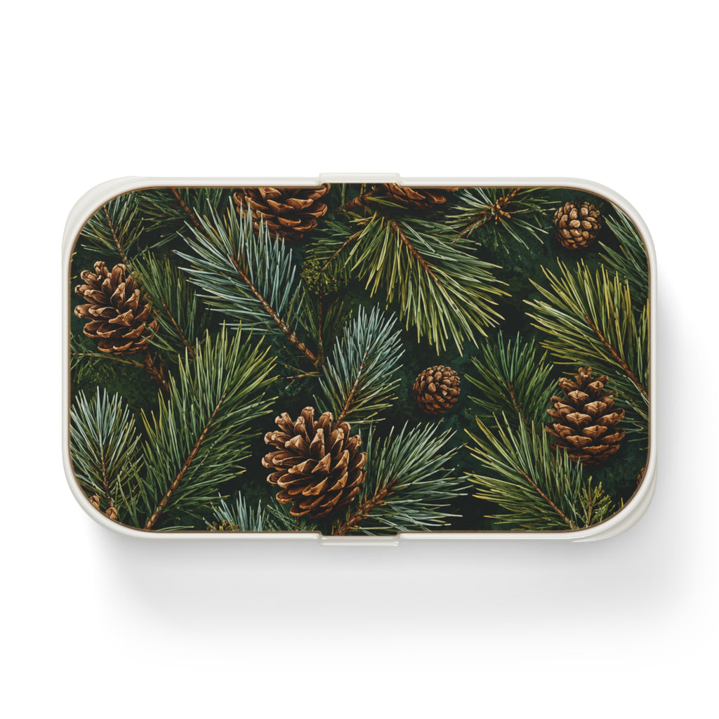 Pinecone Holiday Bento Lunch Box — Evergreen Forest Print