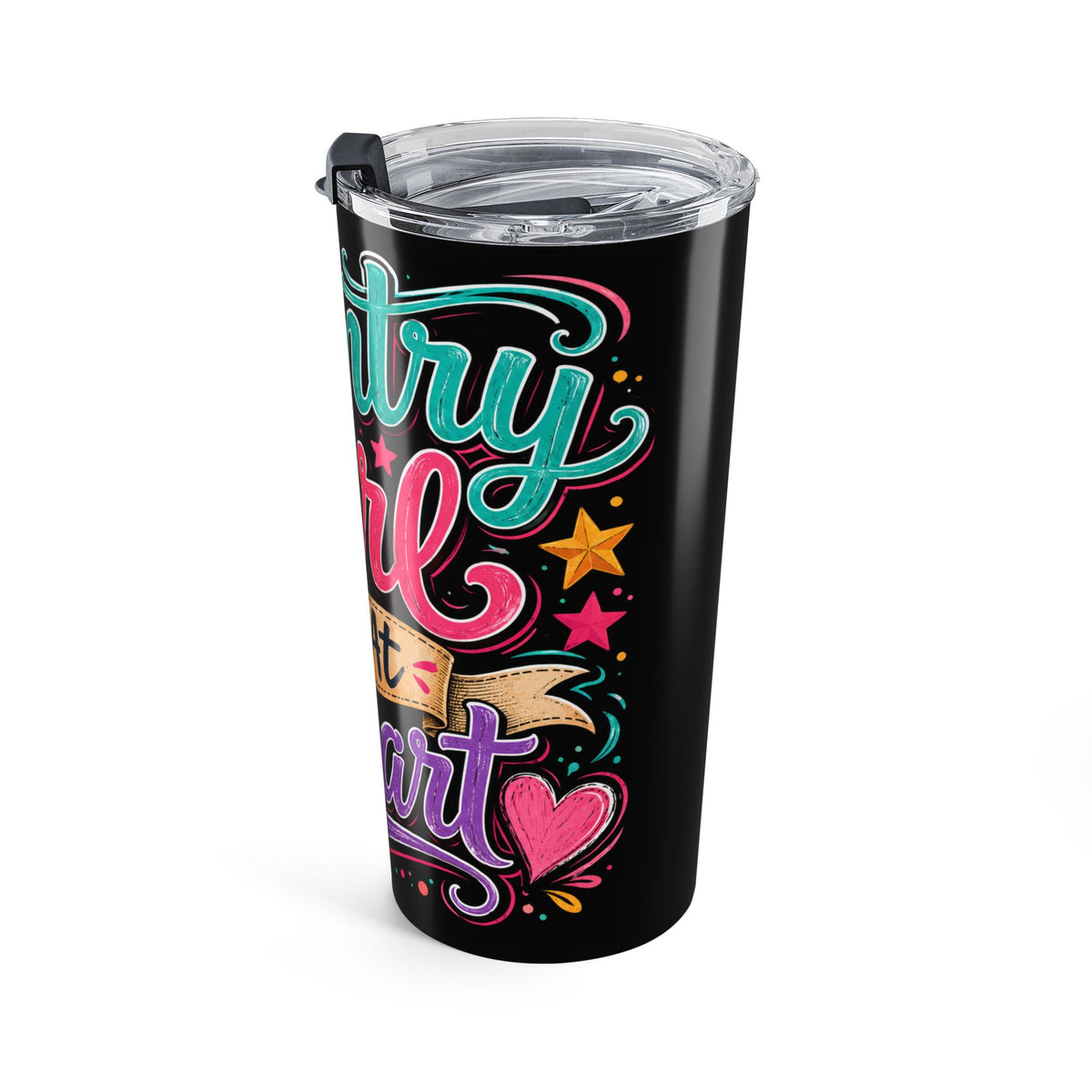 Country Girl At Heart Tumbler 20oz | Colorful Handlettering