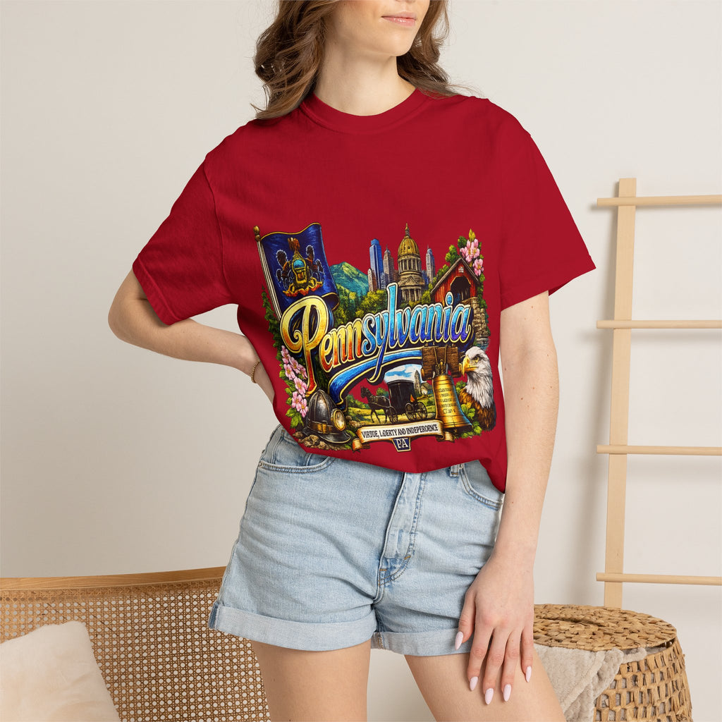 Pennsylvania Vintage Postcard T-Shirt | State Skyline Tee