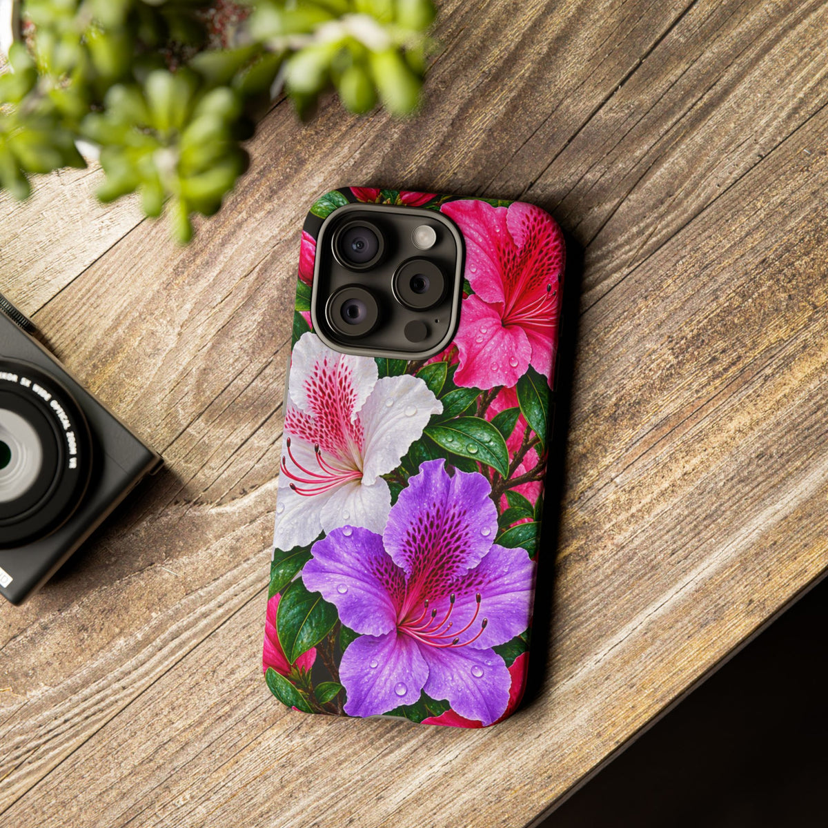 Floral Azalea Phone Case — Vibrant Pink & Purple Blossom Protection