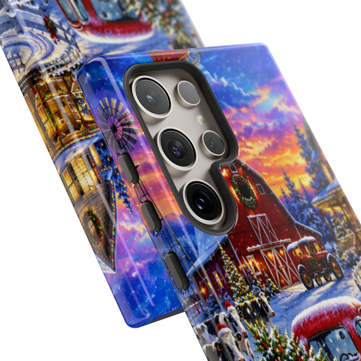Christmas Farm Phone Case — Vintage Red Truck in Snowy Holiday Scene