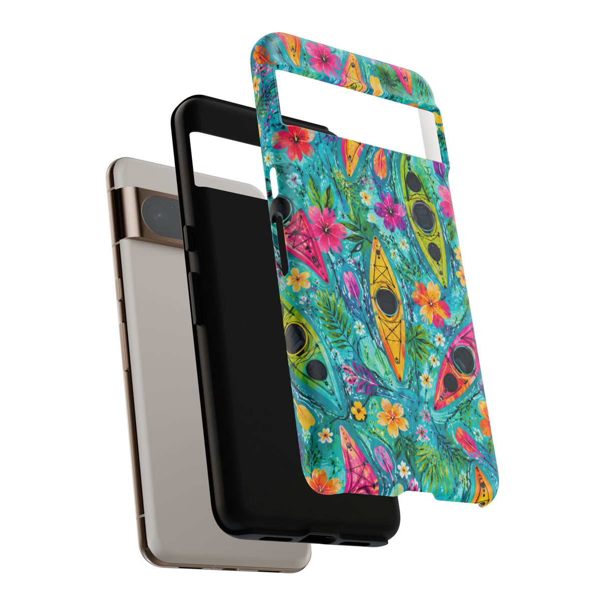 Tropical Kayak Phone Case – Colorful Floral Waterproof Pattern
