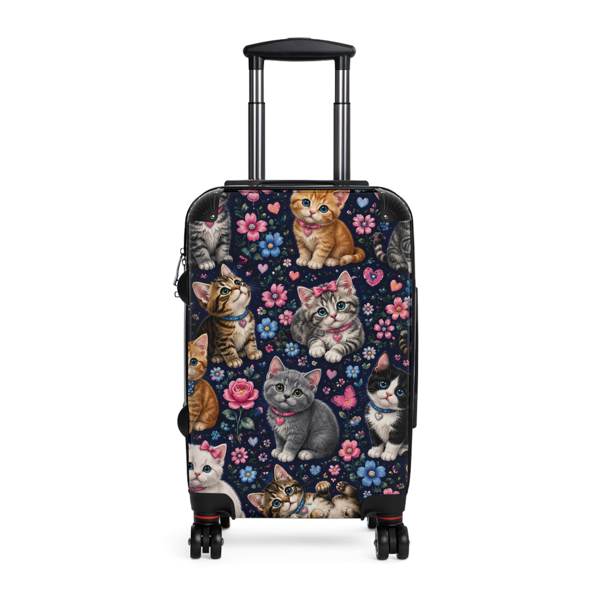 Cute Cats Carry-On Suitcase — Floral Kitten Travel Luggage