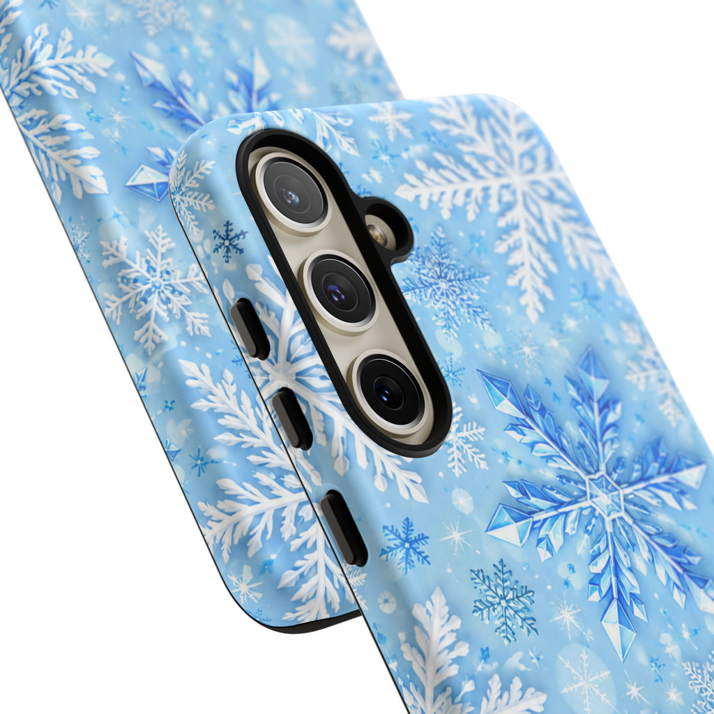 Winter Snowflake Tough Phone Case — Blue Holiday Protective Cover