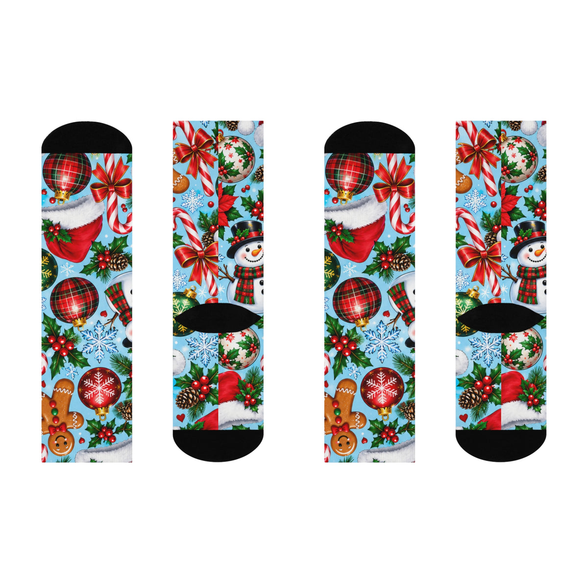 Christmas Crew Socks — Gingerbread & Ornaments Holiday Cushioned Socks