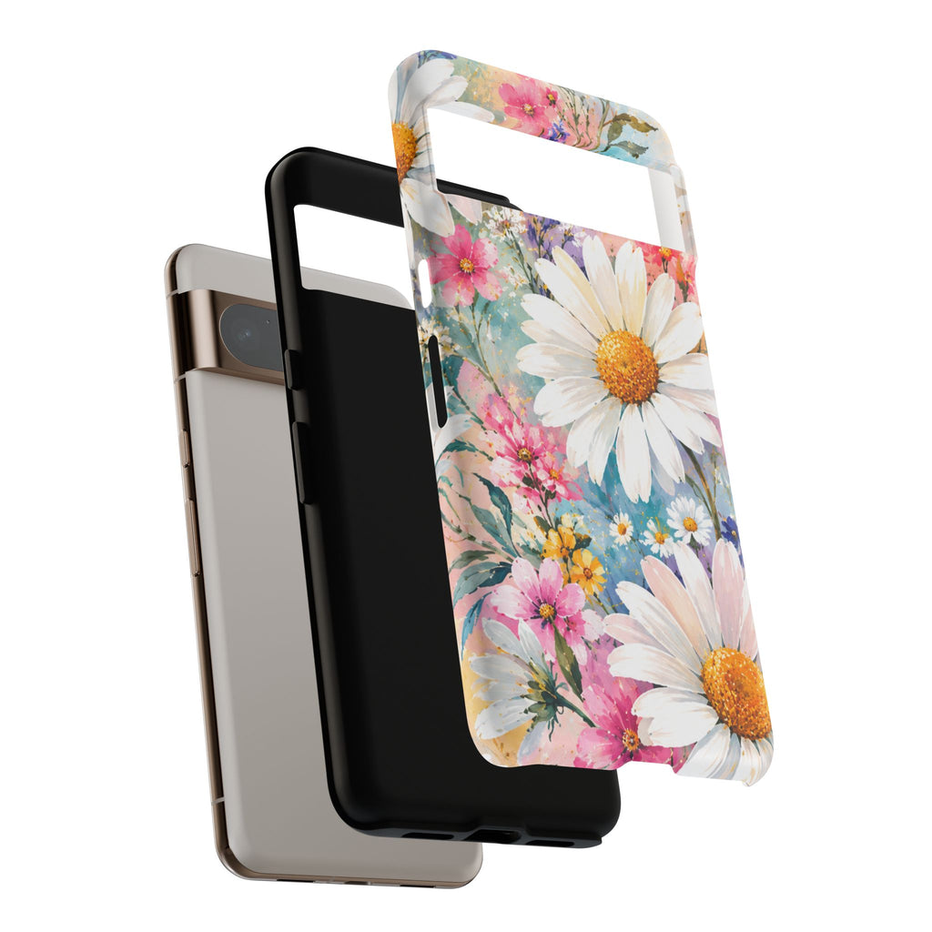Floral Daisy Phone Case — Watercolor Daisies Protective Tough Case