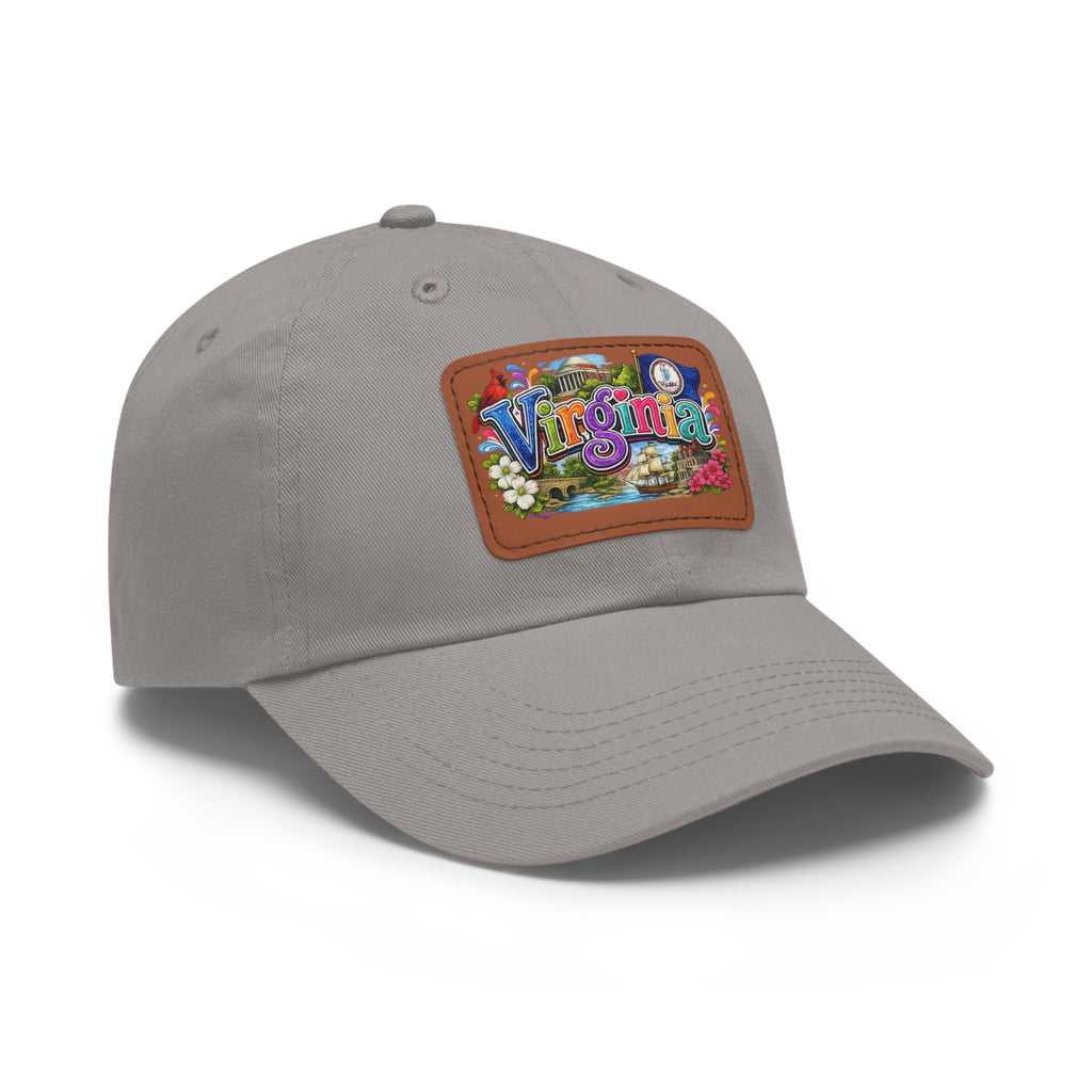 Virginia Postcard Patch Dad Hat | Leather Rectangle State Patch