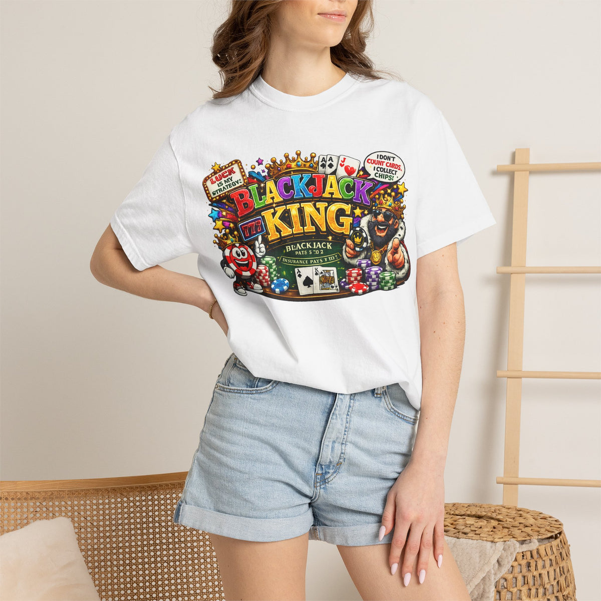 Blackjack King graphic T-shirt | Casino Playing Cards, Chips Design