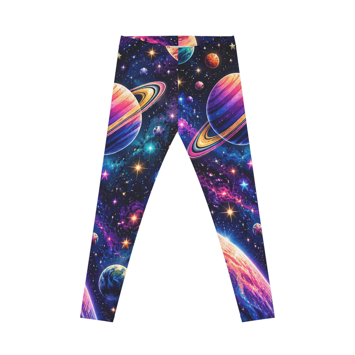 Galaxy Planets Leggings — Colorful Space Print Women's Leggings