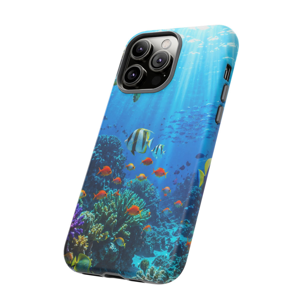 Underwater Ocean Life Tough Phone Case — Coral Reef & Sea Turtle Protective Cover