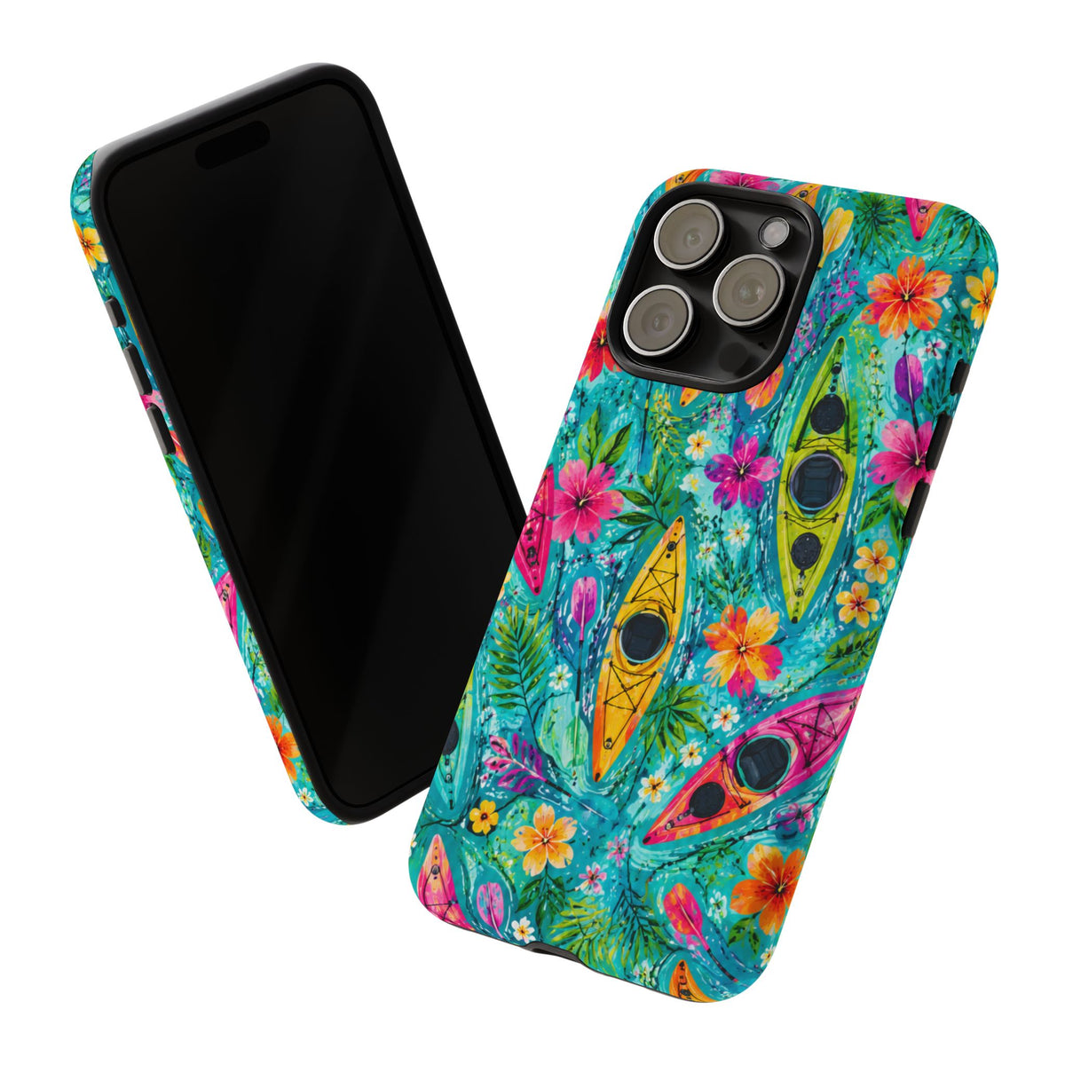 Tropical Kayak Phone Case – Colorful Floral Waterproof Pattern