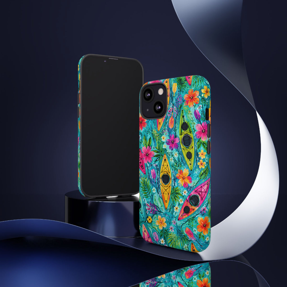 Tropical Kayak Phone Case – Colorful Floral Waterproof Pattern