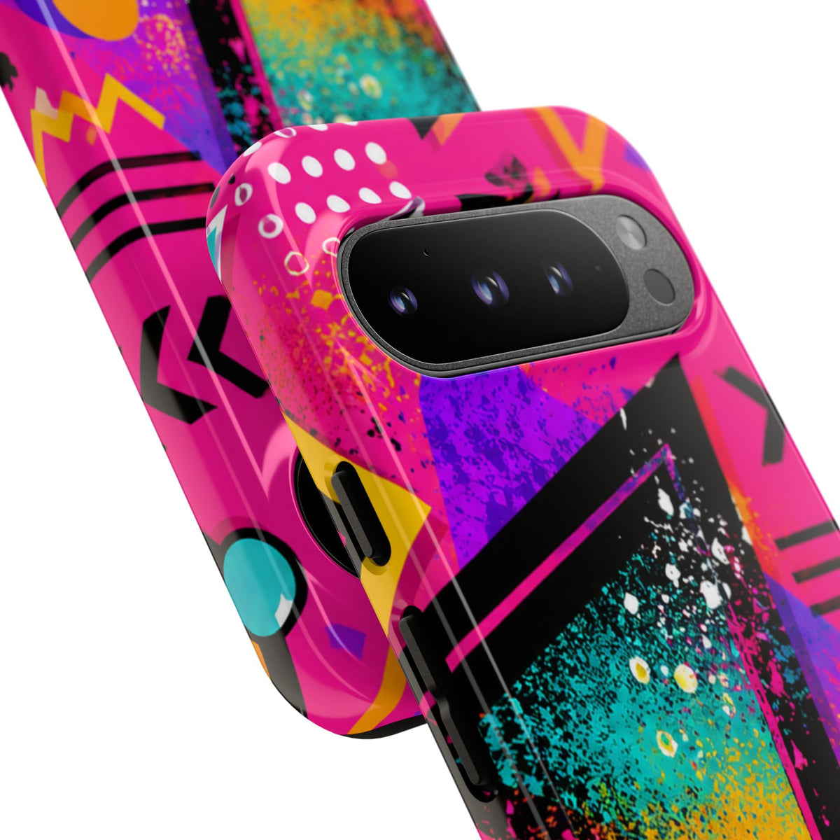 Retro 80s Geometric Phone Case — Neon Triangle Tough Case