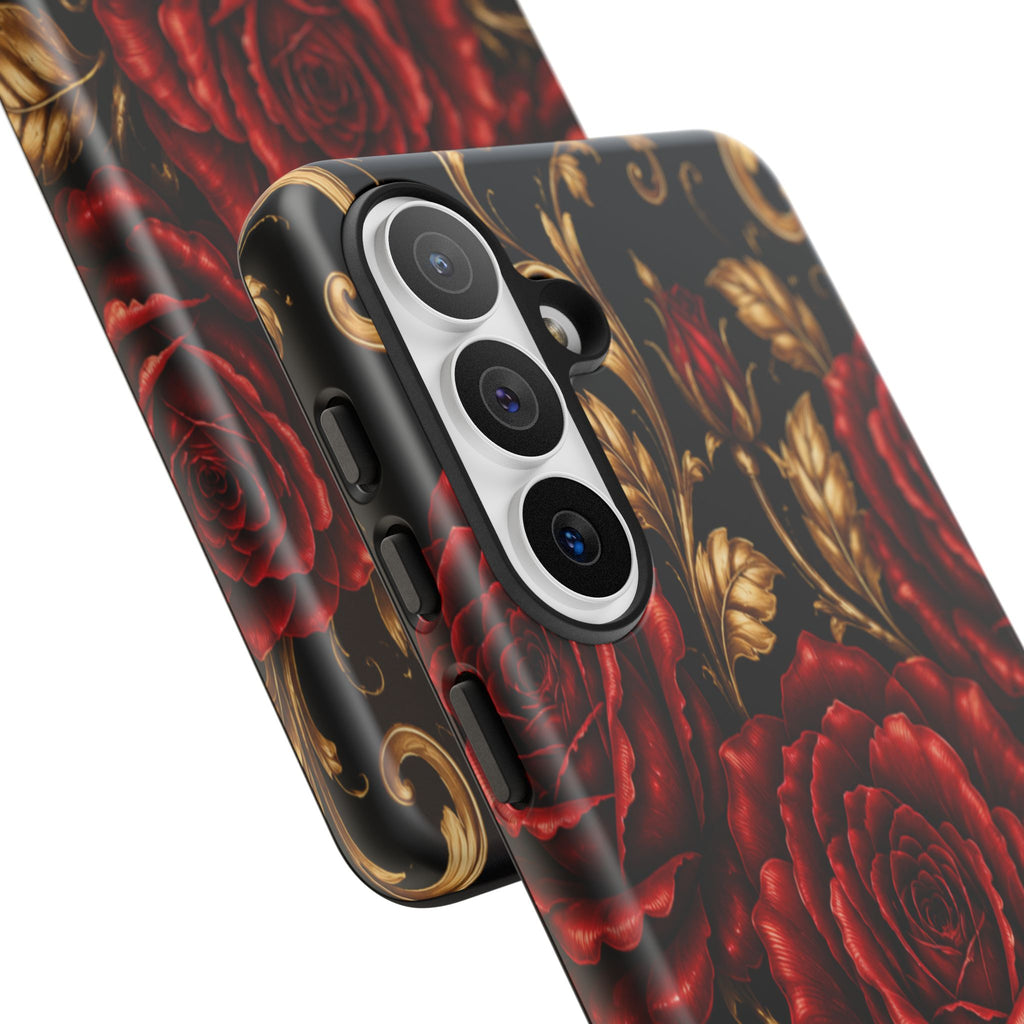 Tough Cases — Vintage Red Rose Floral Phone Case