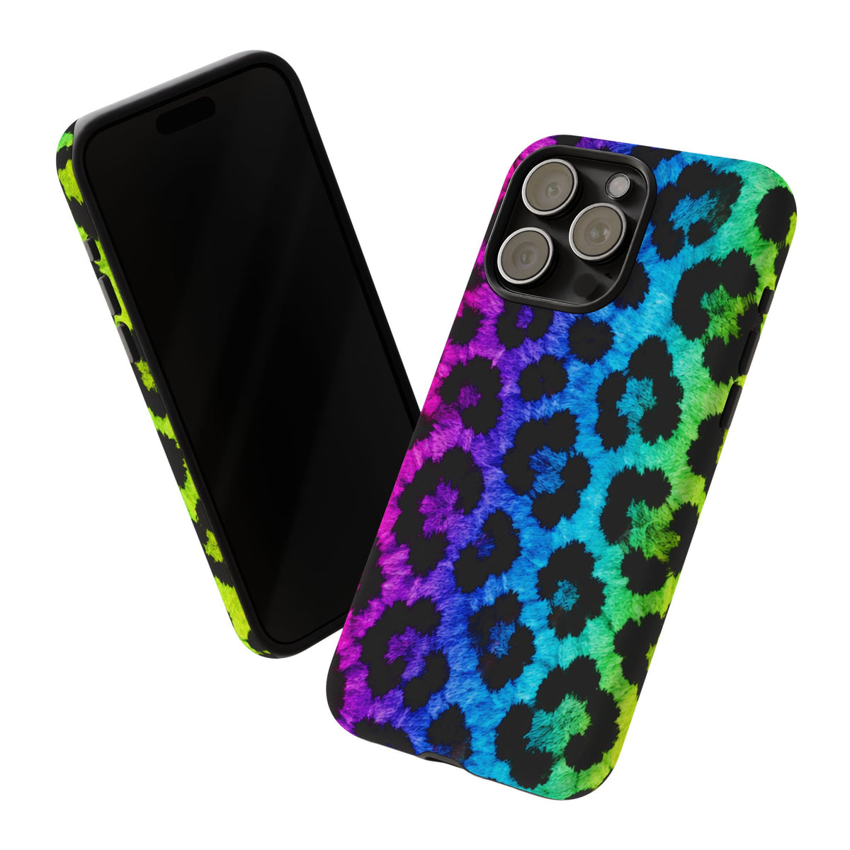 Neon Rainbow Leopard Tough Case – Colorful Animal Print Phone Cover