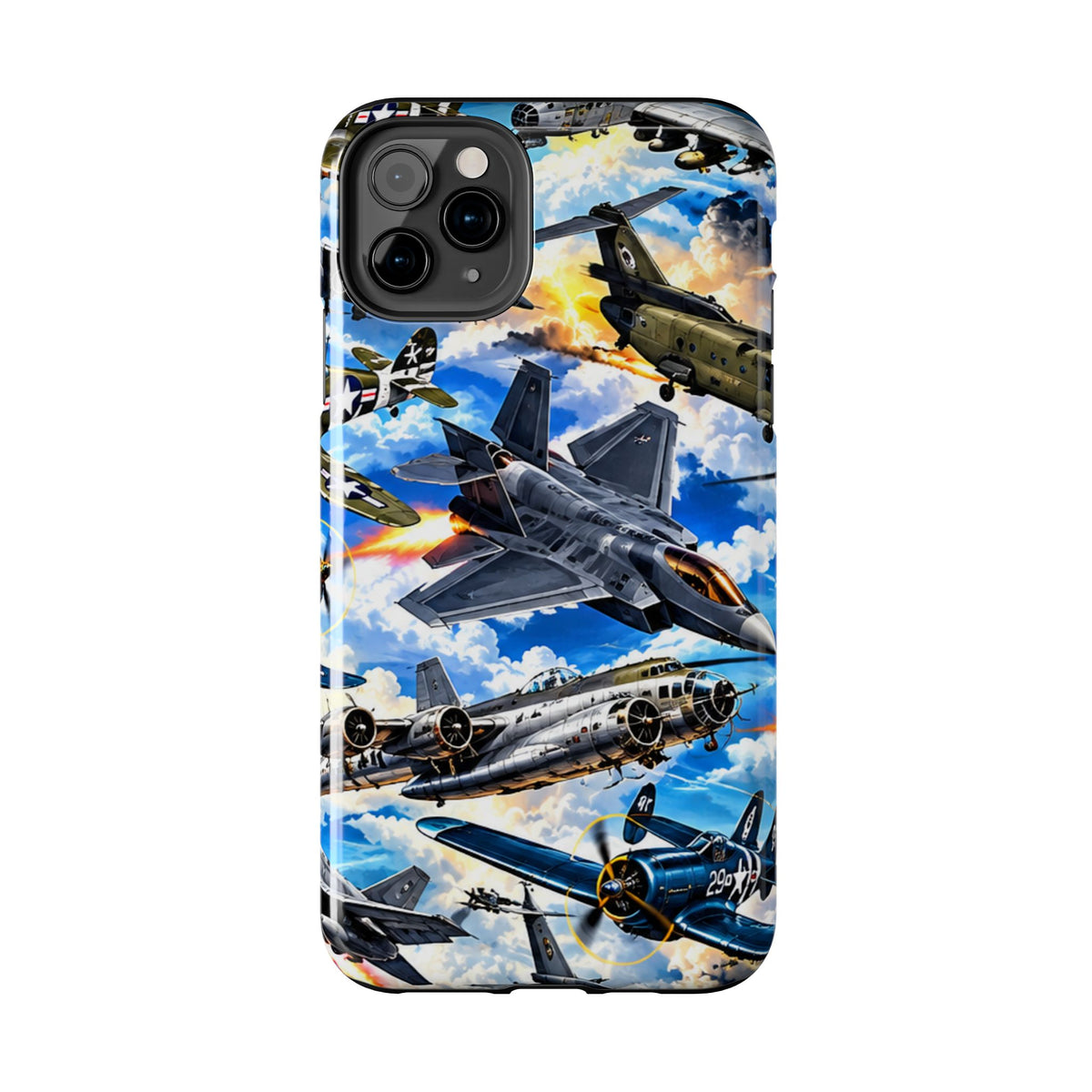 Military Aircraft Tough Phone Case – Vintage & Modern Jet Fighter Print