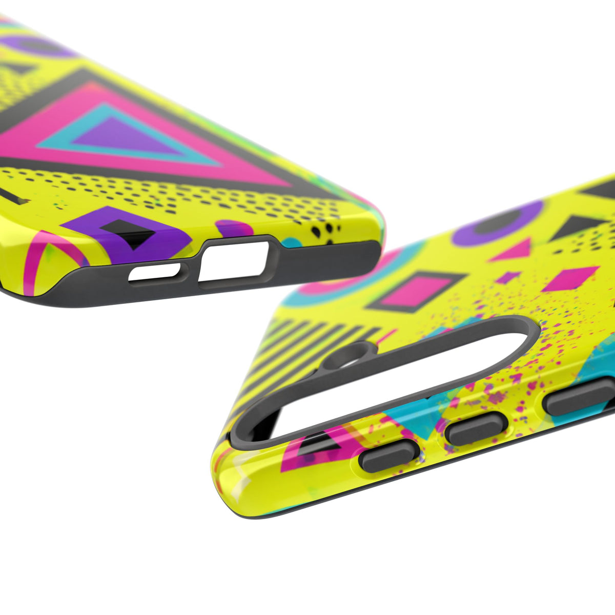Retro 80s Geometric Phone Case — Neon Memphis Triangle Design