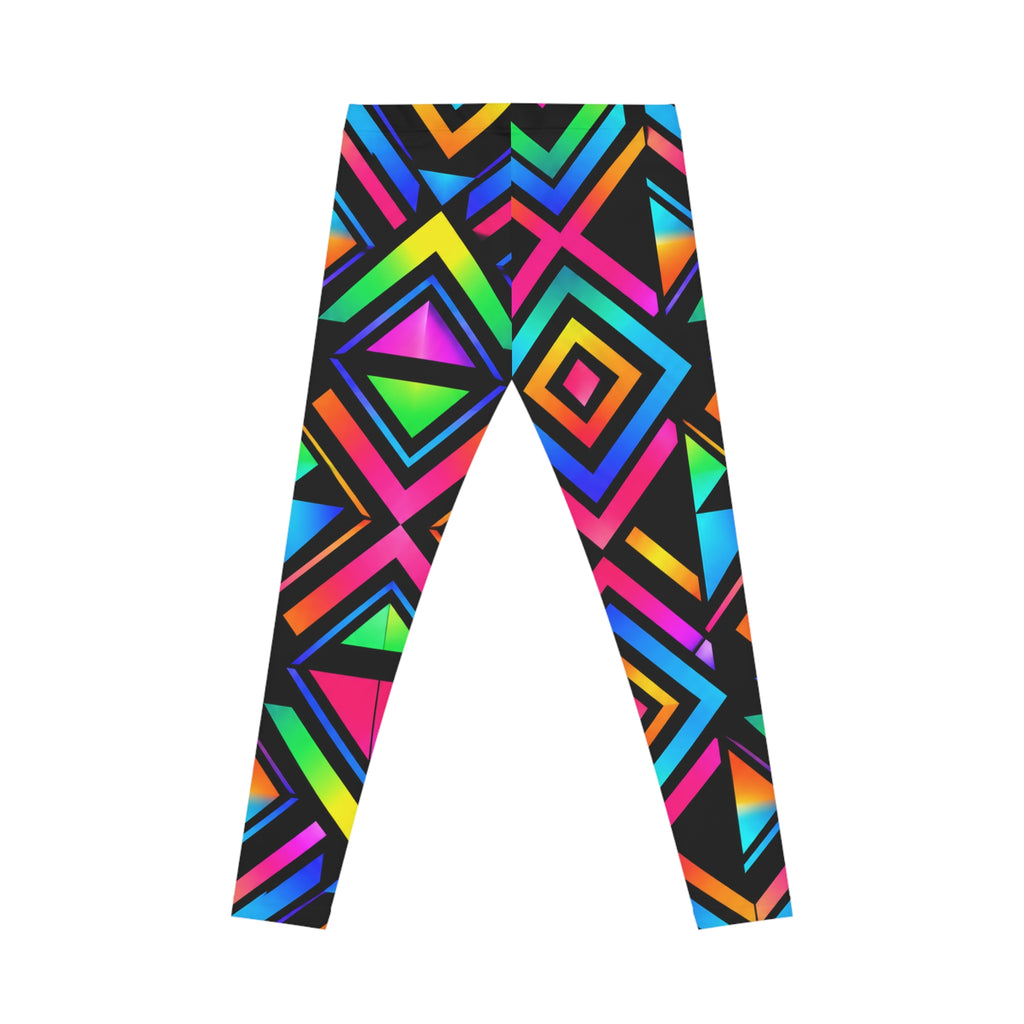 Neon Geo Pop Leggings — Vibrant Rainbow Geometric AOP Leggings